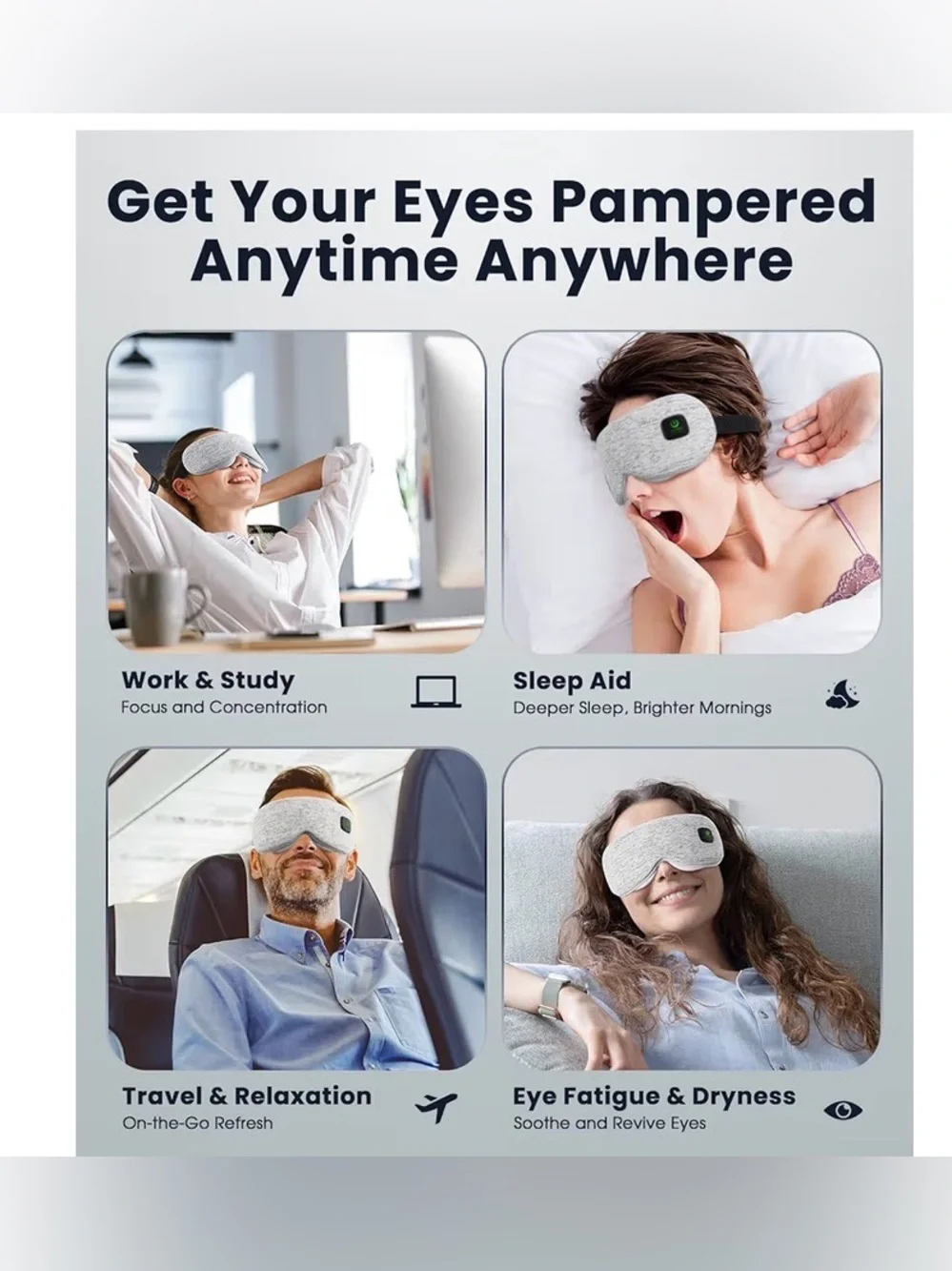 Heated Eye Mask - Cordless Eye Mask for Dry Eyes